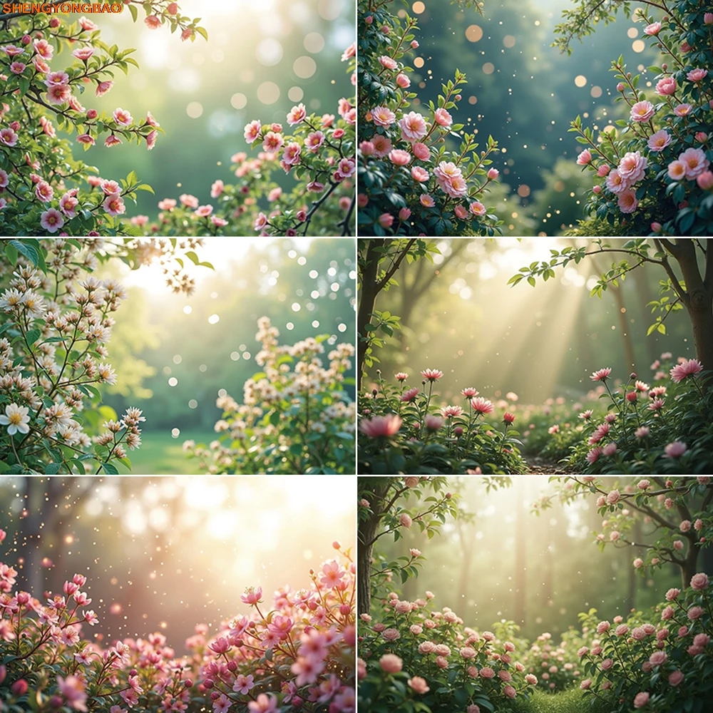 

Fairy Green Spring Backdrop Flower Blossom Grass Wall Birthday Photocall Background Children Photography Studio Supplies