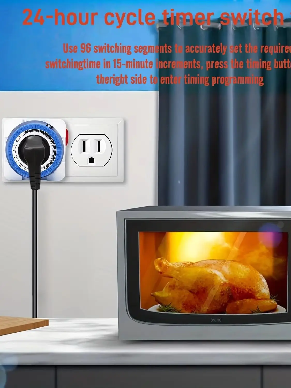 AliExpress NONE French Standard Timer Socket, with Grounding jack, 24-Hour Cycle, Electrical Socket Timer, Plug-In Timer