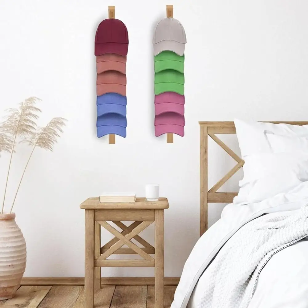 

Convenient Baseball Caps Wooden Hat Hanger Organizer Space-Saving Baseball Hat Holder Mount Display Shelf Wall Hat Rack Bedroom