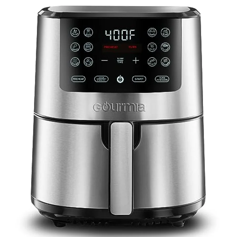 

4-Qt Digital Air Fryer with Guided Cooking Easy Clean Stainless Steel