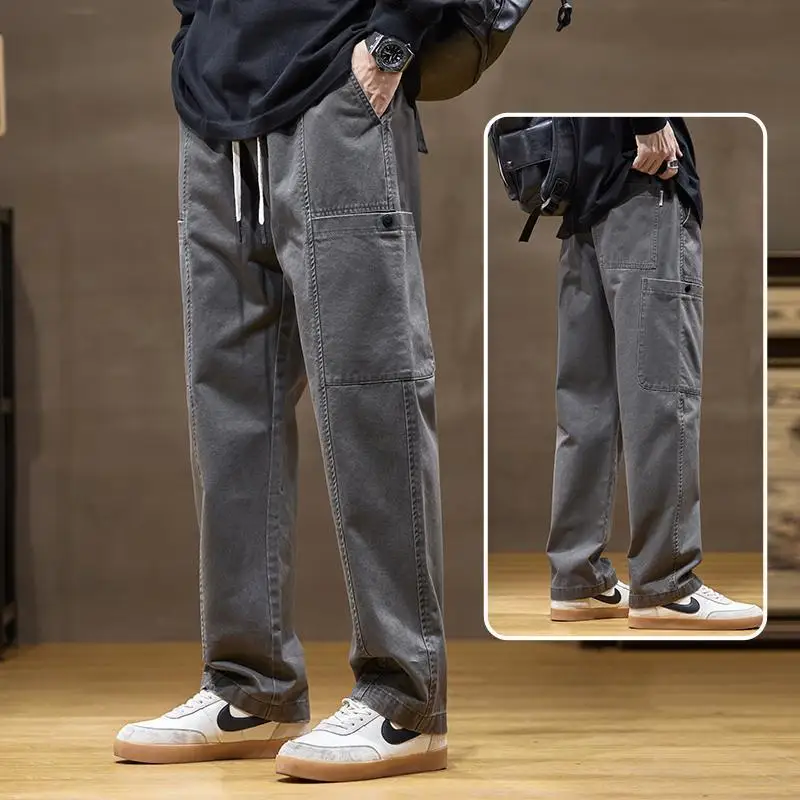 

Американские модные брендовые рабочие брюки, мужские новые весенне-осенне-зимние свободные прямые повседневные брюки из чистого хлопка