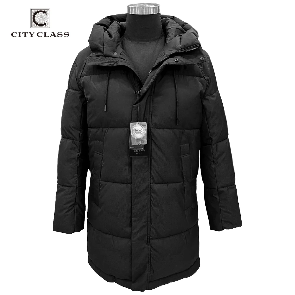 CITY CLASS Business Men Coats Winter New Collection Thick Long Black Coats for Male Soft Sustans Padding Warm Popular 202303