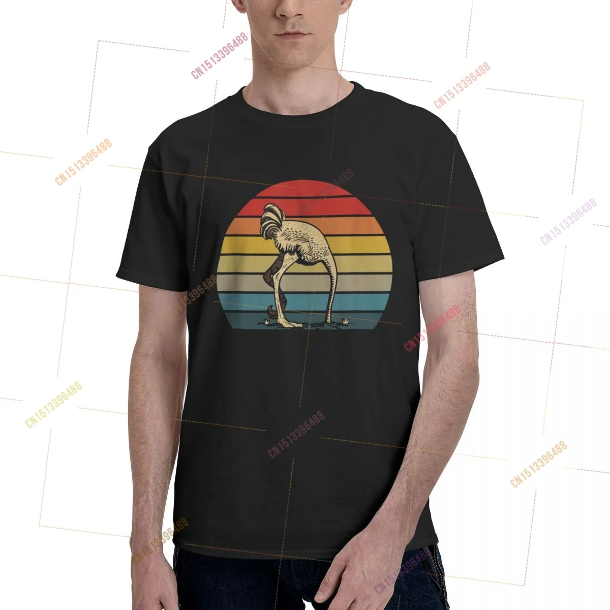 100% Cotton Retro Funny Ostrich Lover Ostrich Head In The Sand t shirts Men Women Clothing T-Shirts Tops Tees S-6XL