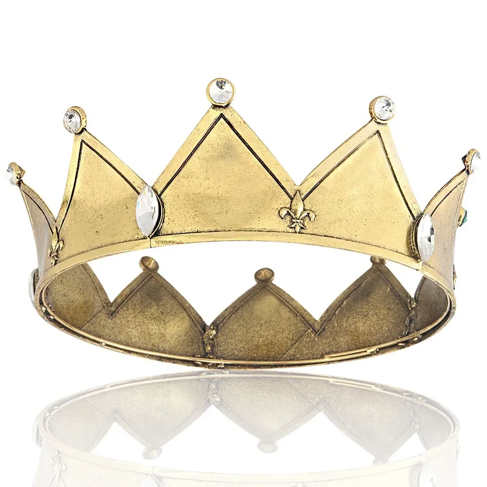 Baroque Royal King \'s Gold Plated Metal Crown Birthday Party Tiara