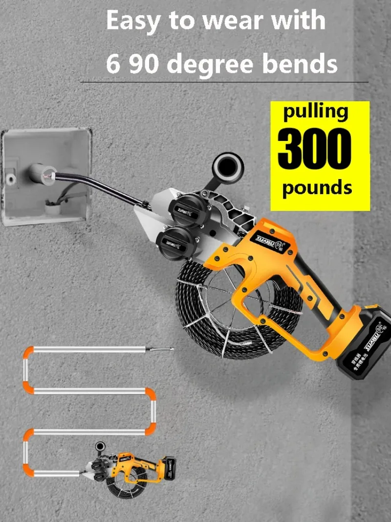 Automatic Wire Puller Through Wall Rechargeable Stringing Electric Cable Pulling Machine Guiding Line Threading Electrician Tool