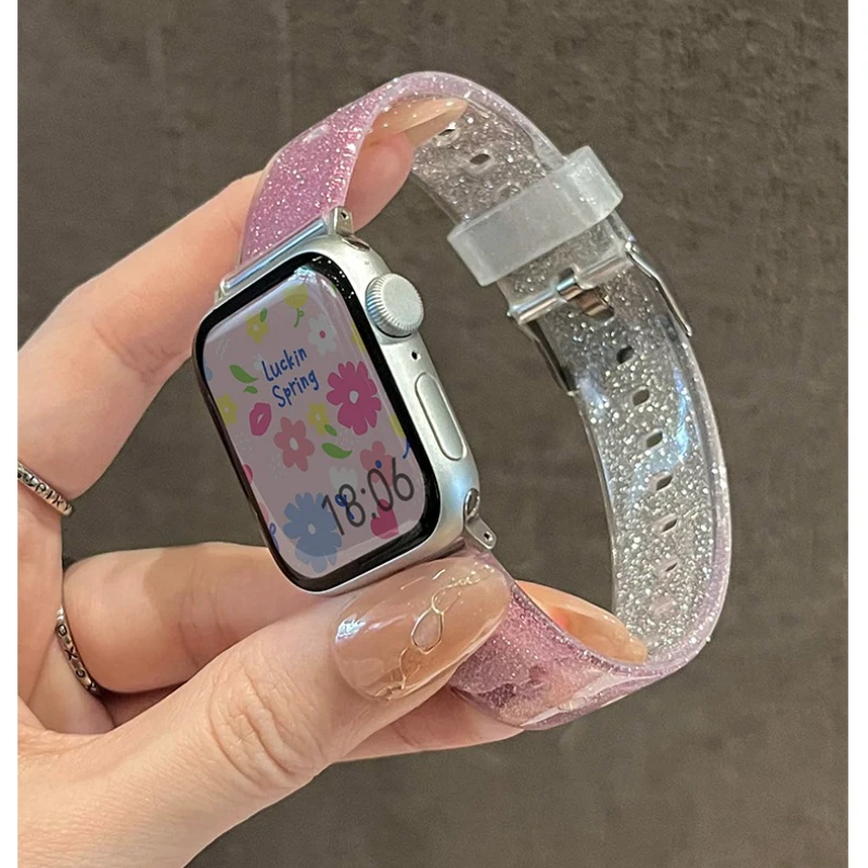 الفتيات هلام سيليكون حزام ل سوار ساعة يد آبل الترا 2 49 مللي متر 46 45 44 42 41 40 38 مللي متر سوار ل iWatch سلسلة 10 4 5 6 SE 7 8 9
