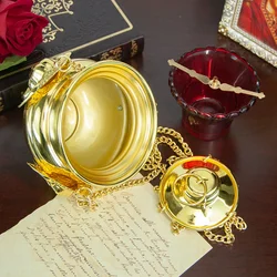 HTISOK Stylish Orthodox Church Wall Mount Incense Burner with Complimentary Glass Cup Set, Perfect Home Decor