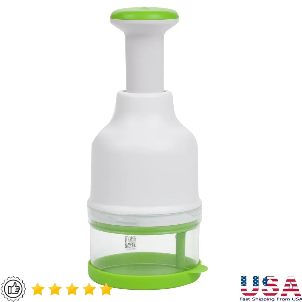 Picadora de alimentos frescos con hoja giratoria en Zig-Zag, picadora de una mano, apto para lavavajillas, utensilio de cocina, cebollas, ajo, hierbas y nueces