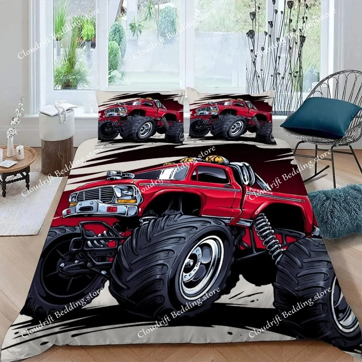 Super Monster Trucks Bedding Set Monster Jam Cars Bed Supplies Set  Duvet Cover Bed Comforter Set Bedding Birthday Gifts