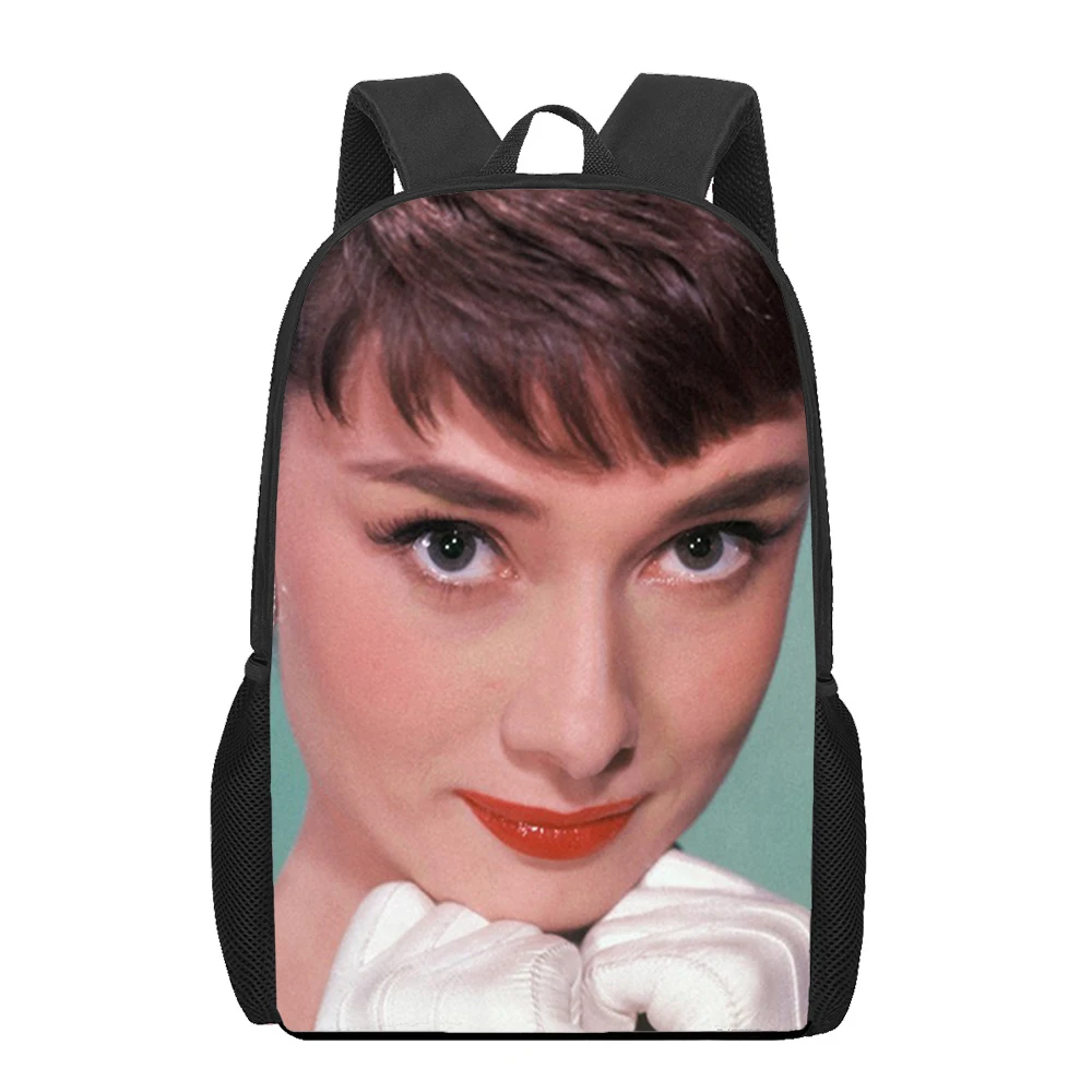 Sac à dos imprimé Audrey Hepburn pour hommes et femmes, sacs d'école pour enfants, sacs de rangement décontractés pour adolescents, sac à dos pour étudiants initié