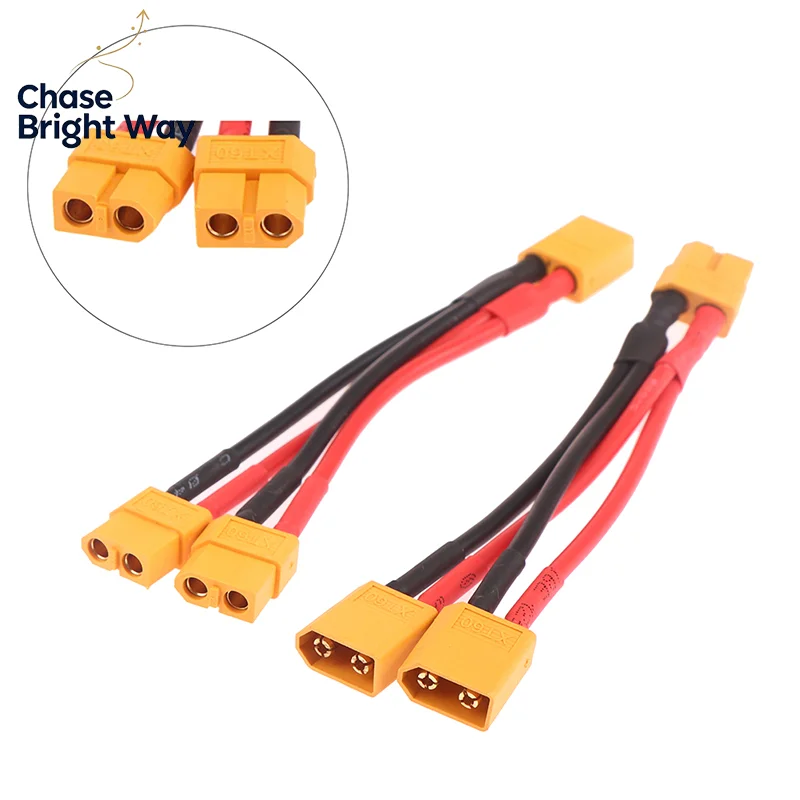 XT60 Parallel Y Splitter Cable 3-Way 14AWG Silicone Wire Male Female Connector For RC Battery Motor