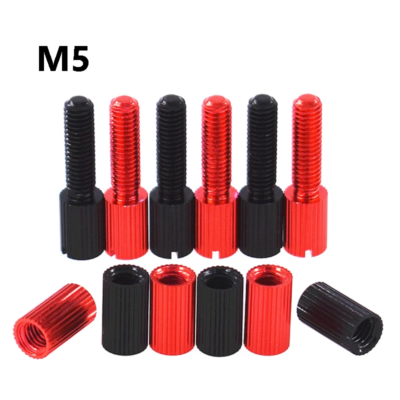 1Pcs M5 Aluminum Alloy Colourful Thumb Screw Knurled Head Hand Tighten Slotting Screws/Nuts Adjustment Bolts