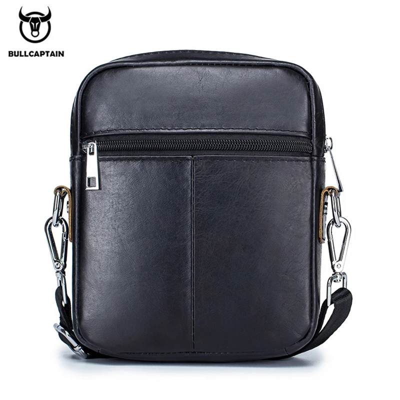 BULLCAPTAIN-Bolso de hombro de cuero para hombre, bandolera compacta, informal, 09