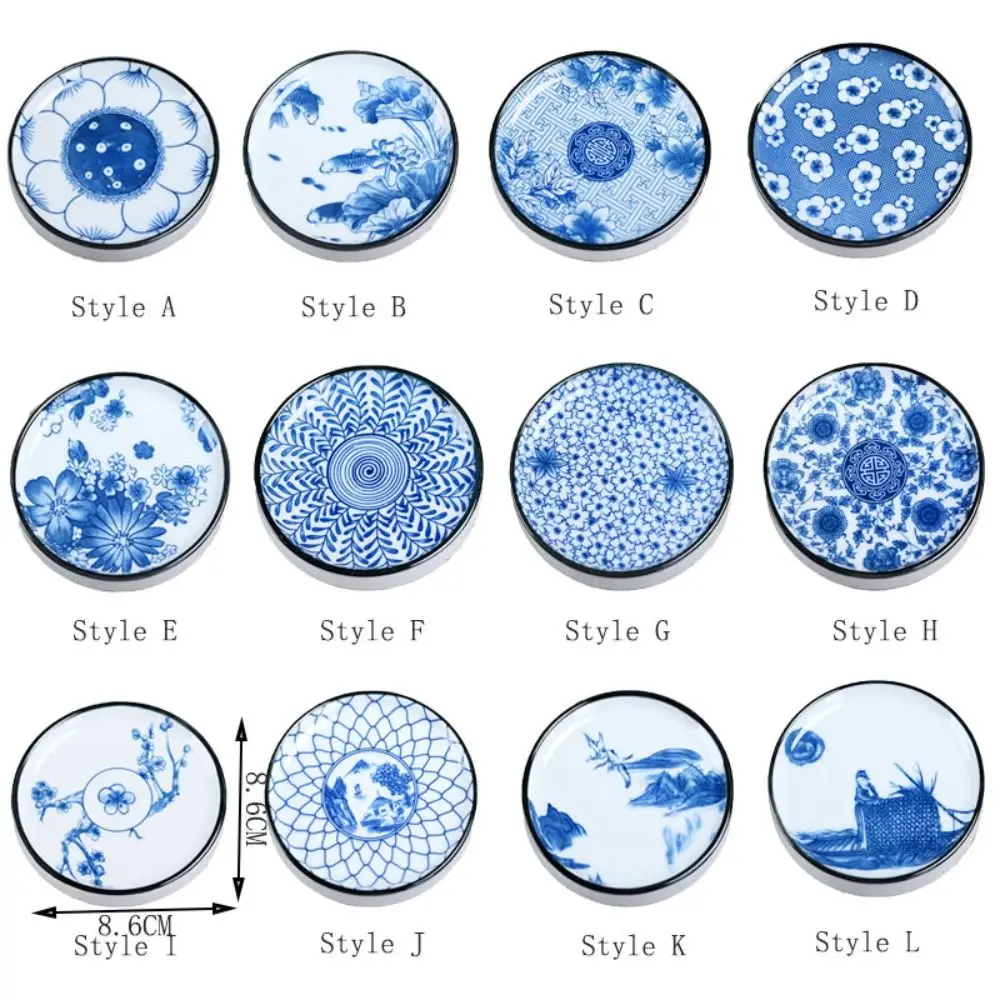 Blue and White Porcelain Ceramic Tea Cup Mat Teaware Round Anti-scalding Insulating Mat Chinese Retro Style Coaster Gift