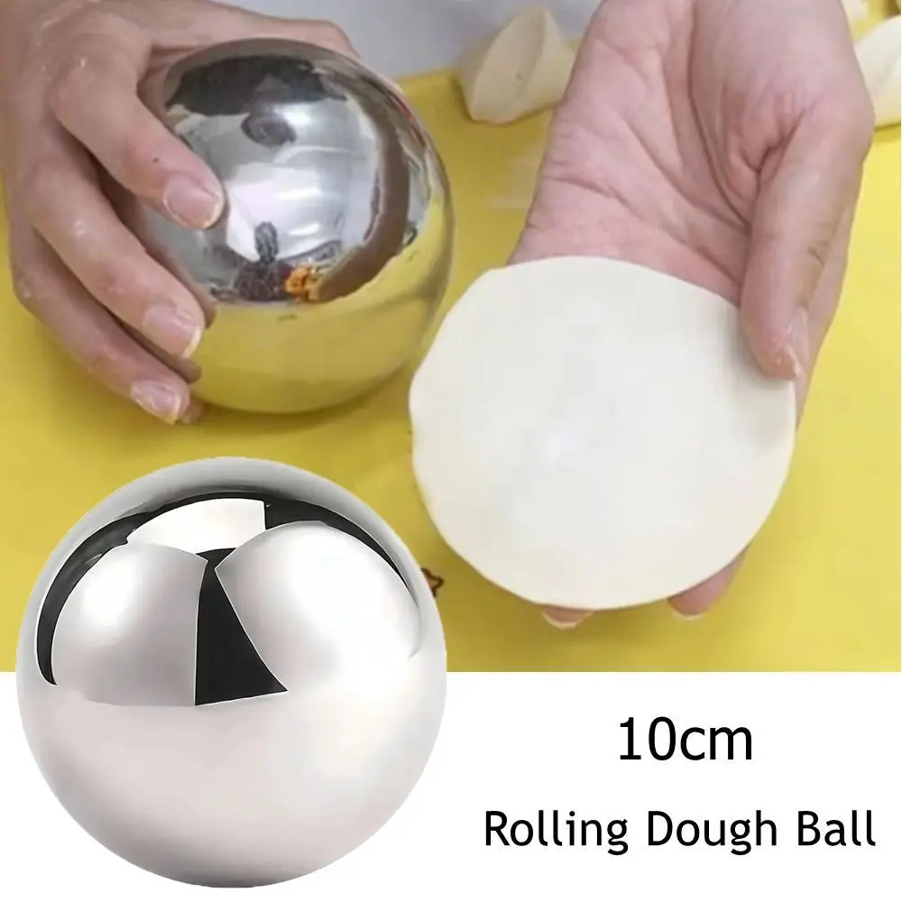 

Easy to clean Stainless Steel Rolling Dough Ball Smooth 10cm Circular Rolling Ball Non-stick Durable Dough Roller Home