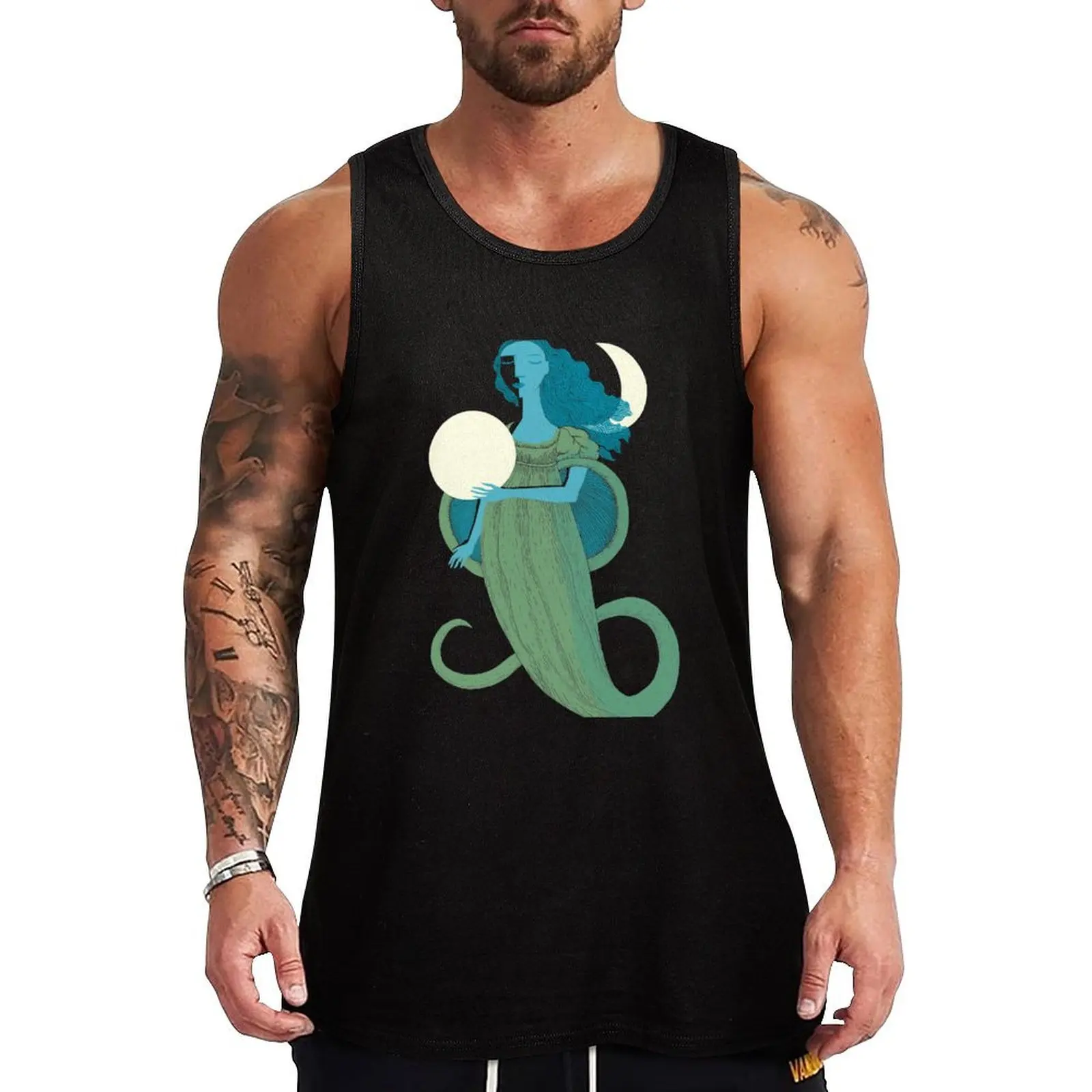 Moonlight Mermaid Tank Top T-shirt man Man sleeveless shirt sleeveless man shirts Men's gym