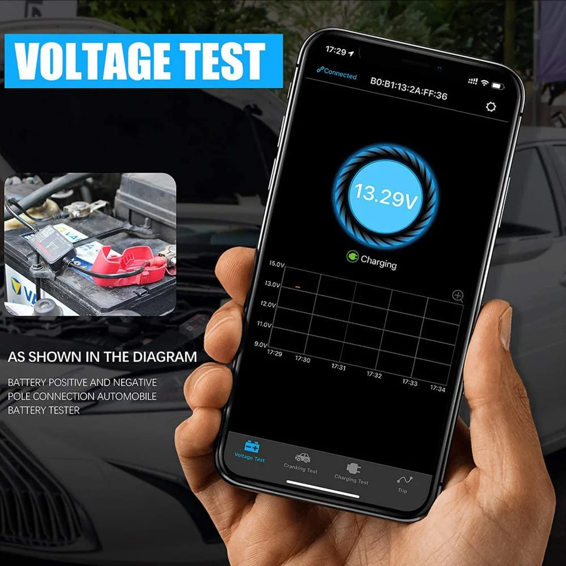 Budget-Friendly Bluetooth BM2 12V Battery Monitor Car Battery Analyzer Test Battery Diagnostic Tool for Android IOS Phone