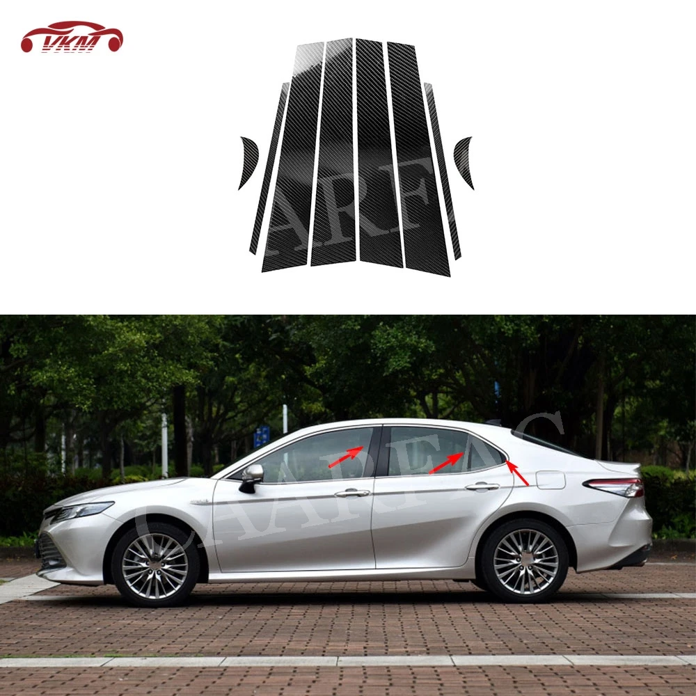 

Carbon Fiber Car Window B C Pillar Cover Trim Car Stickers For Toyota Camry 2018 2019 8 PCS/Set Accessories