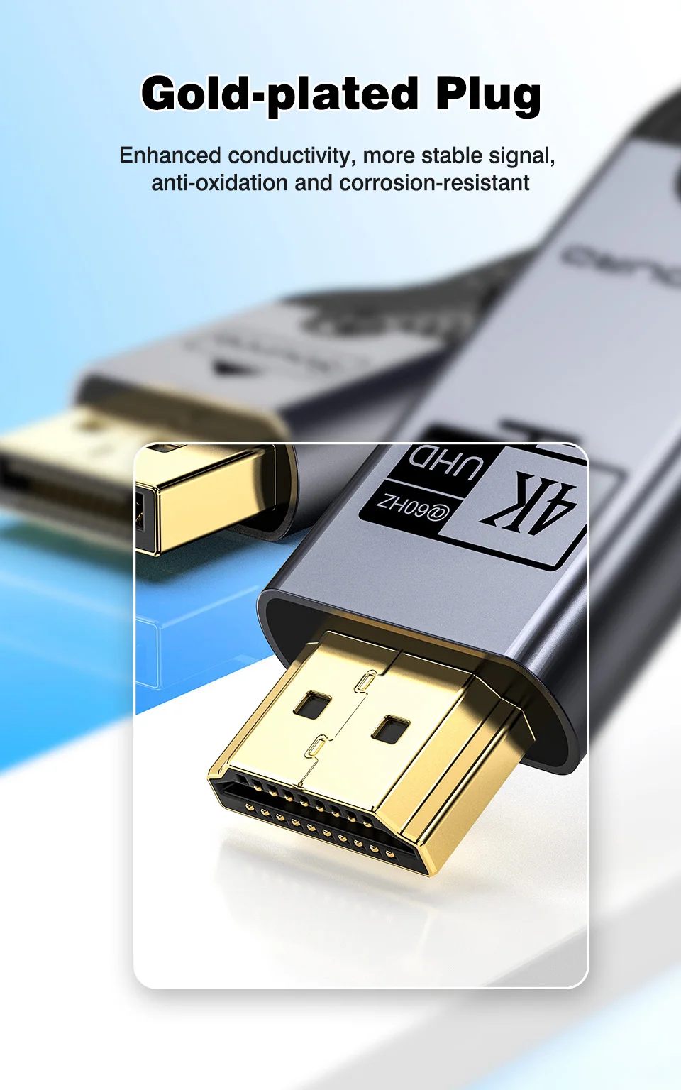 UGOURD 4K DP zu HDMI 2.0 Kompatibles Kabel 4K60Hz DisplayPort zu HD Adapter Display Port Video Audio für PC TV Projektor Laptop – Detail 10