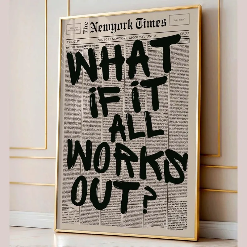 Pósteres de diseño de periódico "Si todo va bien", decoraciones de pared elegantes, carteles inspiradores, carteles temáticos "Si".