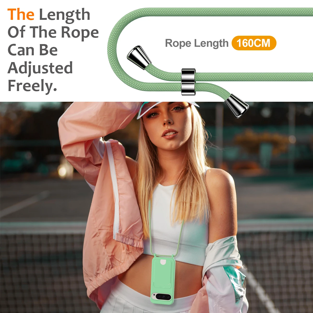 Crossbody Card Holder TPU Silicone Case for Google Pixel 9 Pro 10 8A 8 Pro, Shoulder Strap Soft Phone Cover with Retail Package