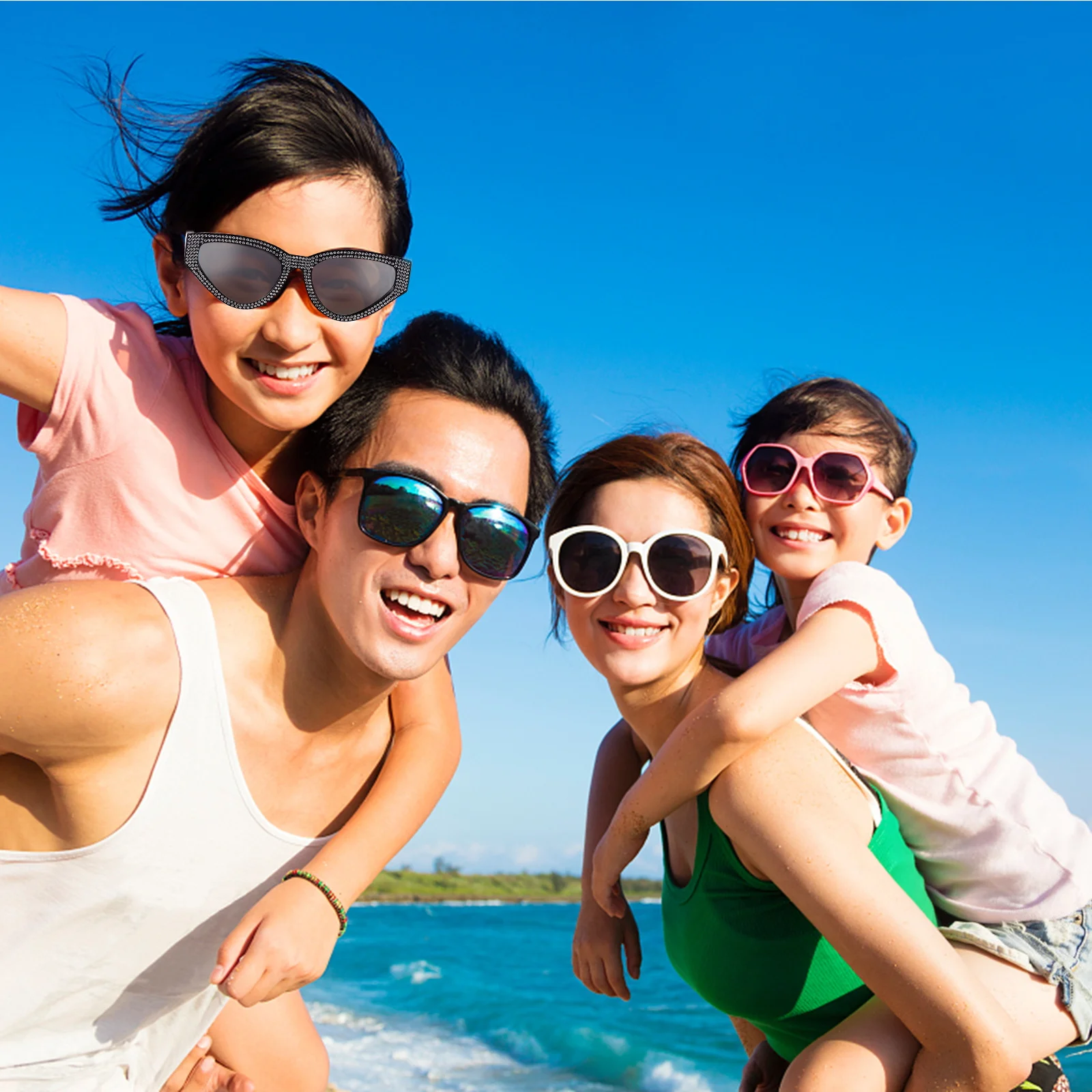 

1Pair Metal Frame Rhinestone Sunglasses Ultra-Light Uv Protection Fashion Eyeglasses for Women Outdoor Party Beach Stylish