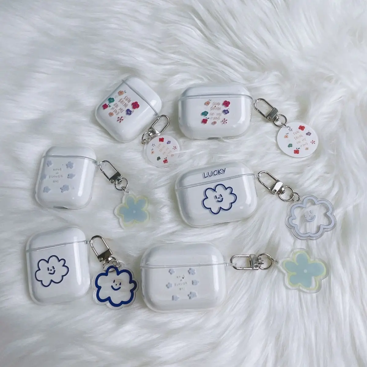 ل أبل AirPods4 3 2 1 AirPods Pro Pro 2 سماعات الأذن حافظة شفافة الزهور الفاكهة الغيوم الفراولة الخوخ ستار جوز الهند غطاء ناعم