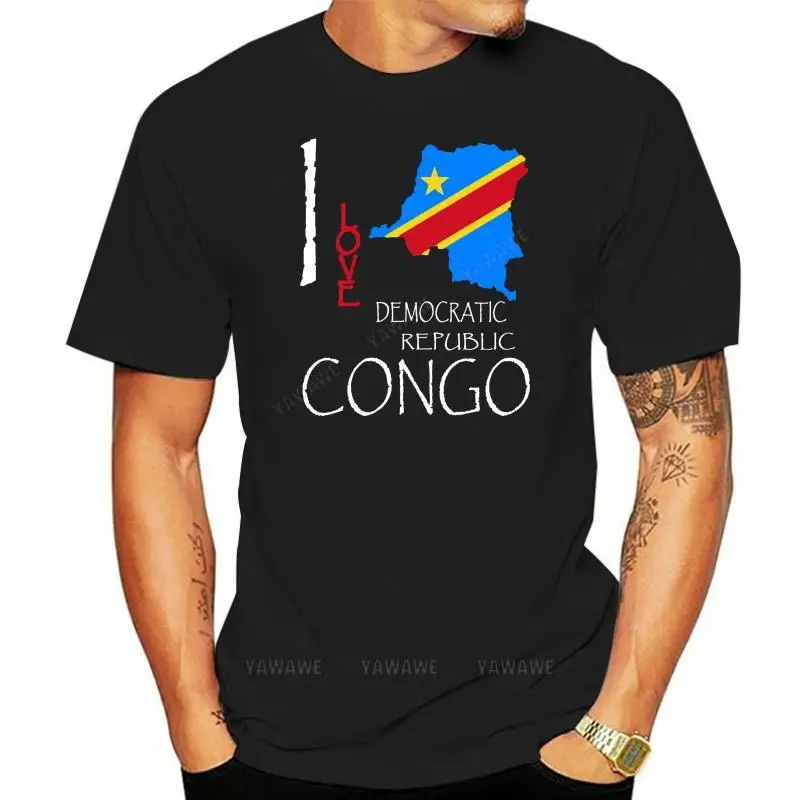 Humor brand tee-shirt Hot Sale Cotton CONGO DEMOCRATIC REPUBLIC I Love Culture Flag T SHIRT SUMMER Tee-Shirt 