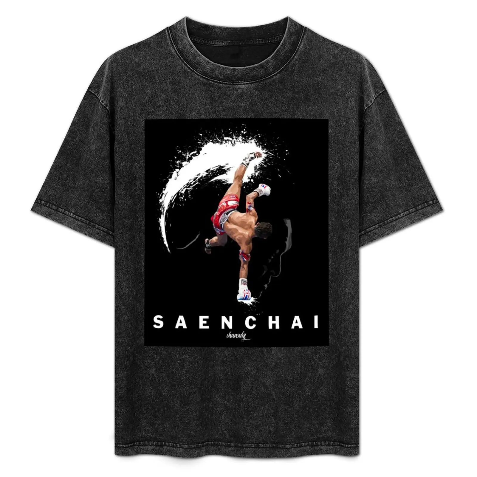 

Saenchai Muaythai White/Black Artwork by Shunsuke T-Shirt Sports Basic Short Sleeve T-Shirt