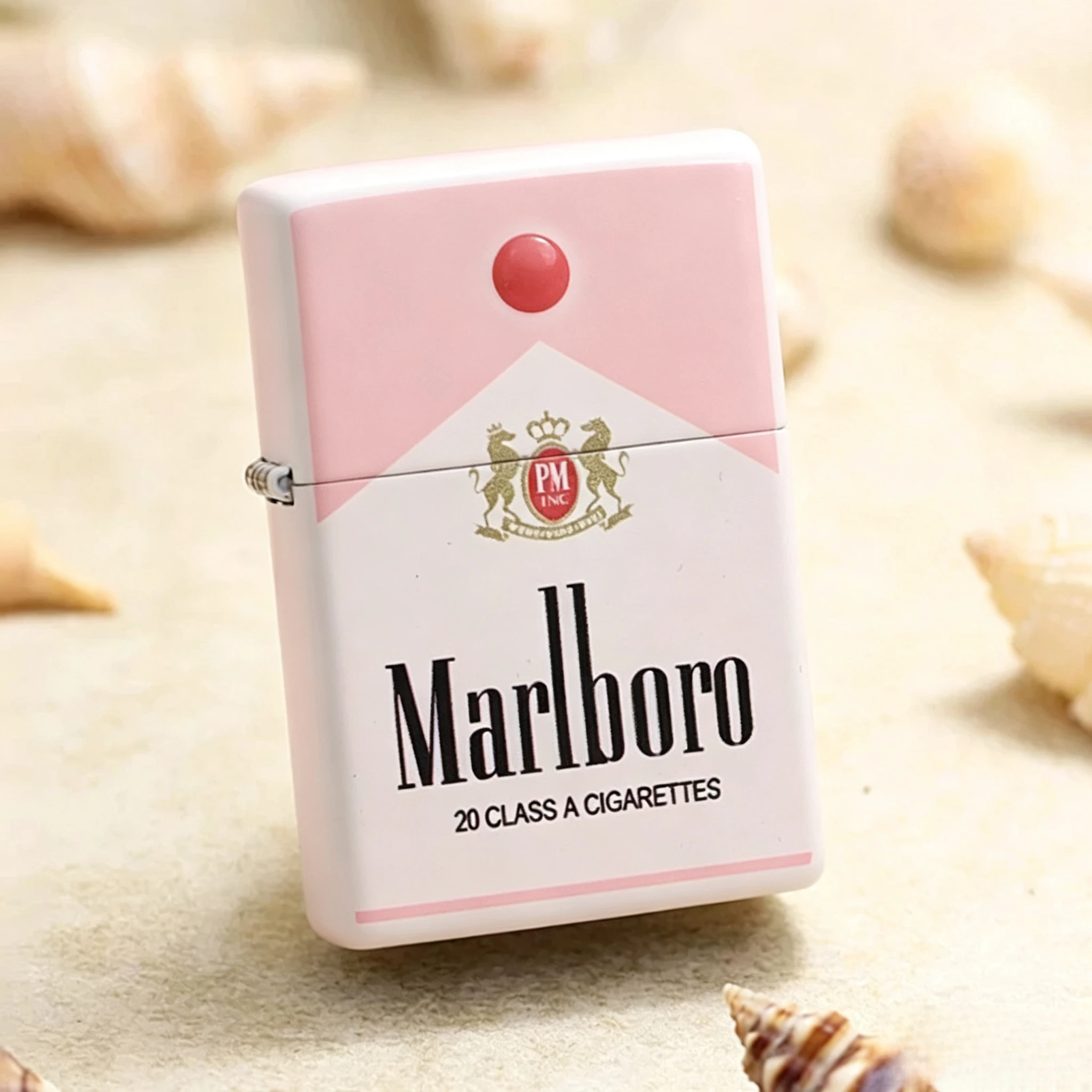 New Pink Cigarette Packaging Pattern Kerosiene Lighter Windproof Grinding Wheel Flip Metal Lighter Holiday Gift