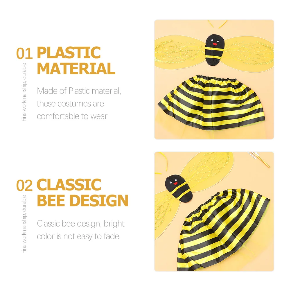 

2Sets Bee Cosplay Wings Headband Skirt Lightweight Costume Kids Party Performance Accessories Gift Costume Kids