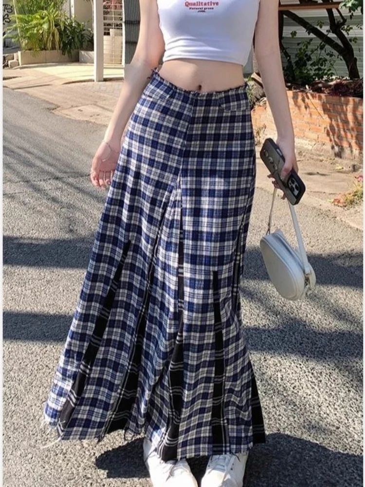 Harajuku Elegant Midi Low Rise Pleated Skirt Women Abi Shoujo Plaid Got Chic Y2k Outfits Cyber Punk Japanese Gyaru Skirts 2025