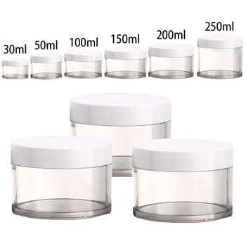 10pcs 30/50/100/150/200/250ml empty cosmetic bottle cream container plastic jar with lid skin care makeup travel accessories