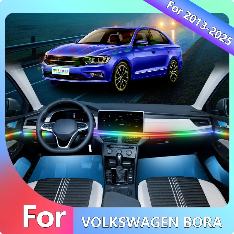 

FILIPLI For 2016 For The Volkswagen Bora Ambient Light Car Gadget Decorations Accessories 64 Color Car Decoration Led App Remote