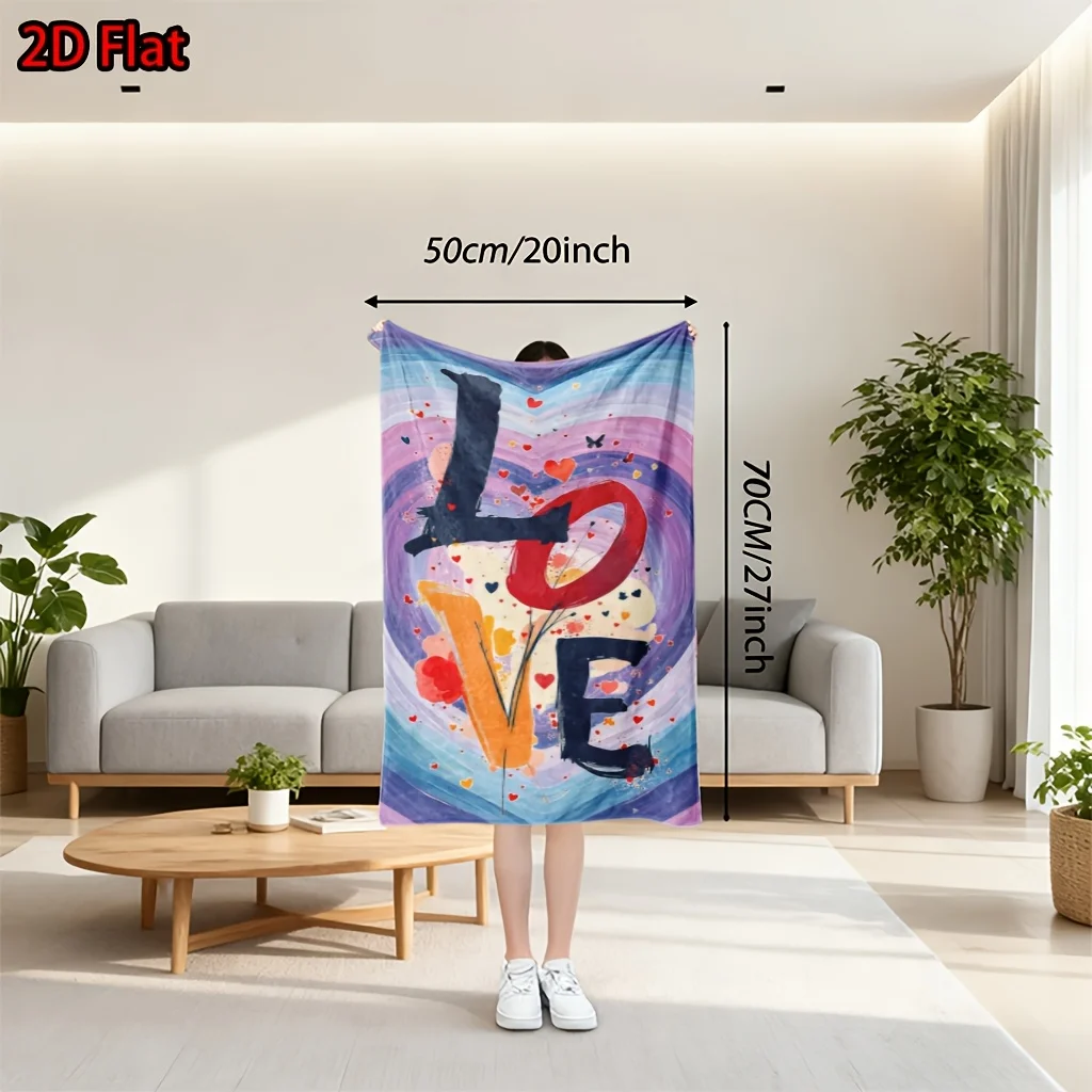Vibrant Abstract Love Heart Throw Blanket Decorative Cozy Comforter for Bedroom Art Decor Romance Gift Idea