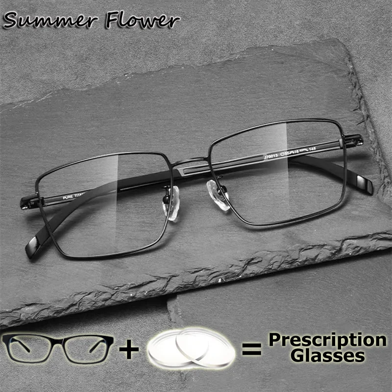

Prescription Glasses Pure Titanium Men Eyewear Myopia Presbyopia Optical Glasses Frame with Graduate Lenses Transition Glass