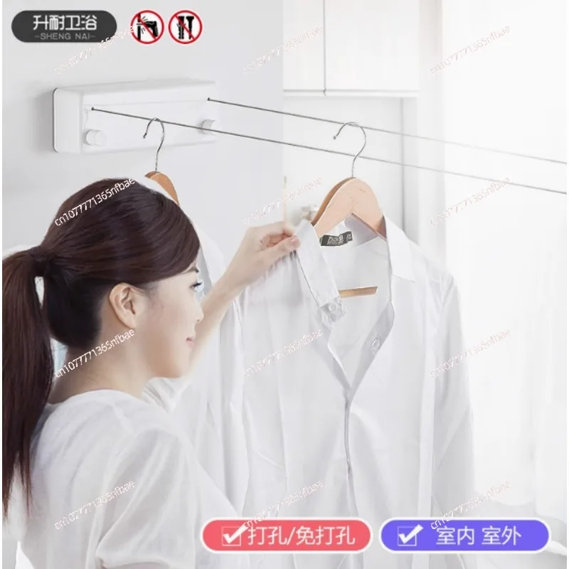 4.8-meter Clothes Drying Three-rope ABS + Steel Wire Rope * 2 Square Retractable Space-saving Clothesline