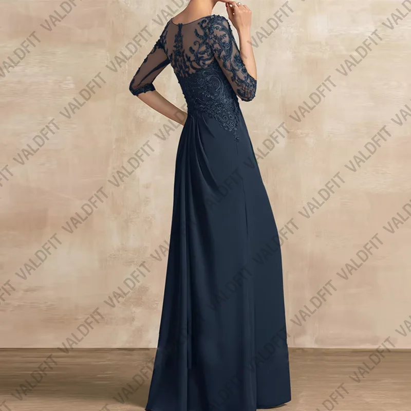 فساتين رسمية طويلة غمد مخصصة لأم العروس 2024 فستان شيفون أزرق كحلي لحفلات الزفاف Vestido Invitada Boda 2022