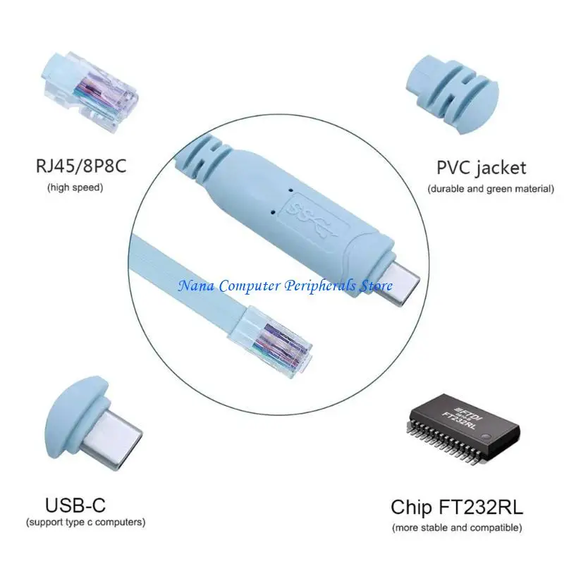 F68C USB ke RJ45 8P8C Konsol Kecepatan Tinggi dengan Chip FT232RL untuk Router Konsol