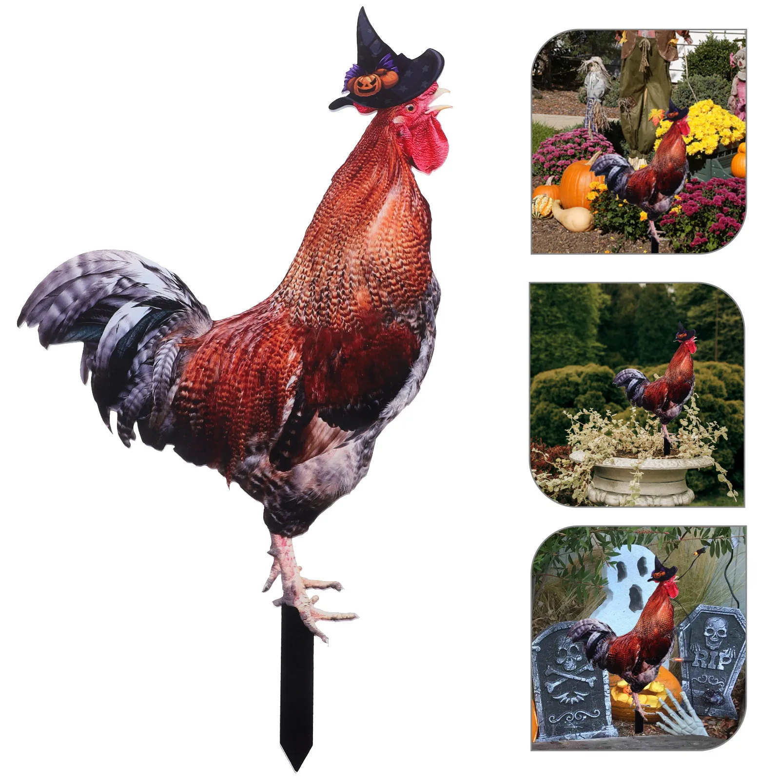 Acrylic Chicken Yard Art Garden Stake Outdoor Lawn Decor for Patio Courtyard Park Yard Decoration Lightweight Compact Garden