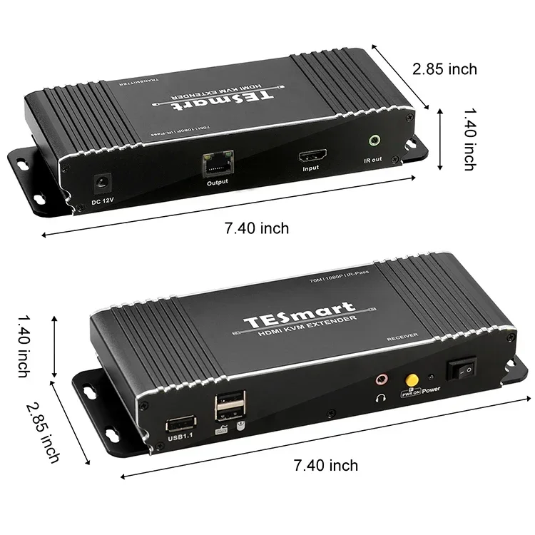 Удлинитель видеонаблюдения TESmart, передаемый до 70 м, KVM-удлинитель с ИК-поддержкой, декодирование видео L/R, удлинитель hdmi rj45 cat 56