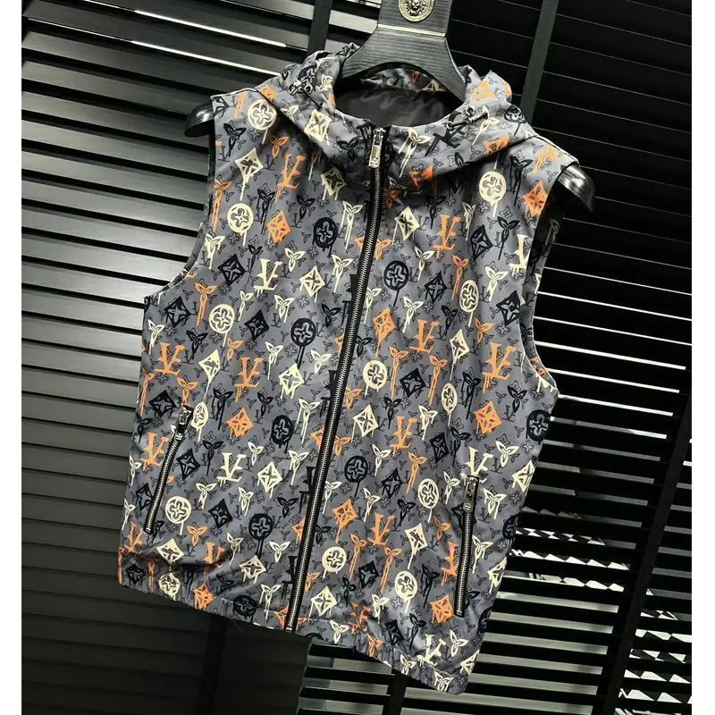 

Мужской весенне-осенний новый модный брендовый жилет с капюшоном, модный тренд с принтом, красивая тонкая куртка, жилет
