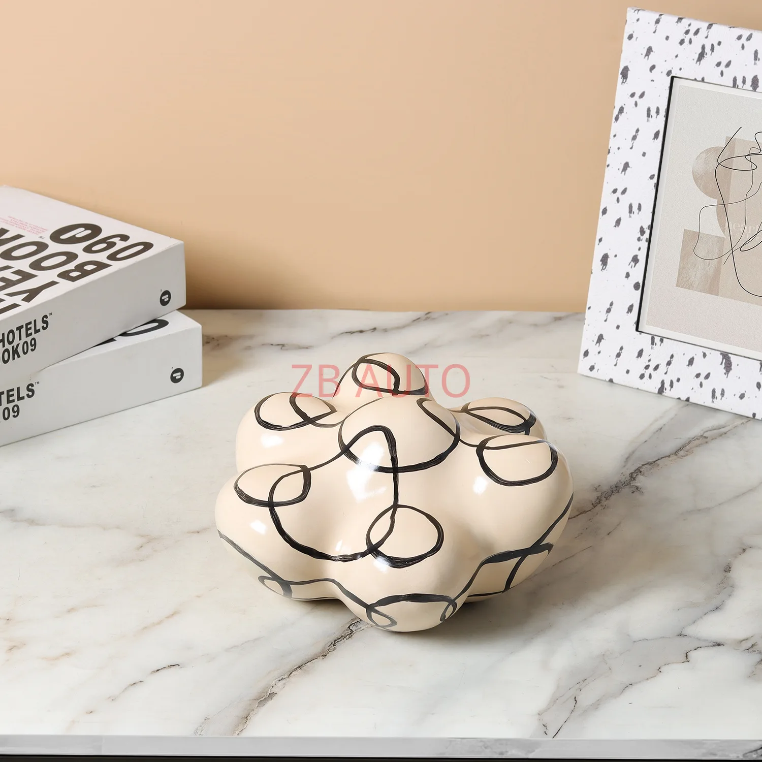 hand-painted clouds geometric black line ornaments home model room coffee table TV cabinet bookcase entrance soft decorations