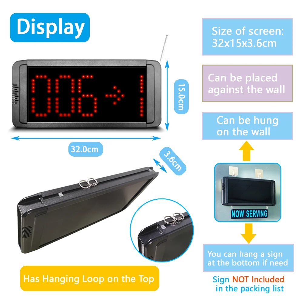Number Wait System Queue Ticket Dispenser Number Call System with Take a Number Machine Two Display and Two Buttons