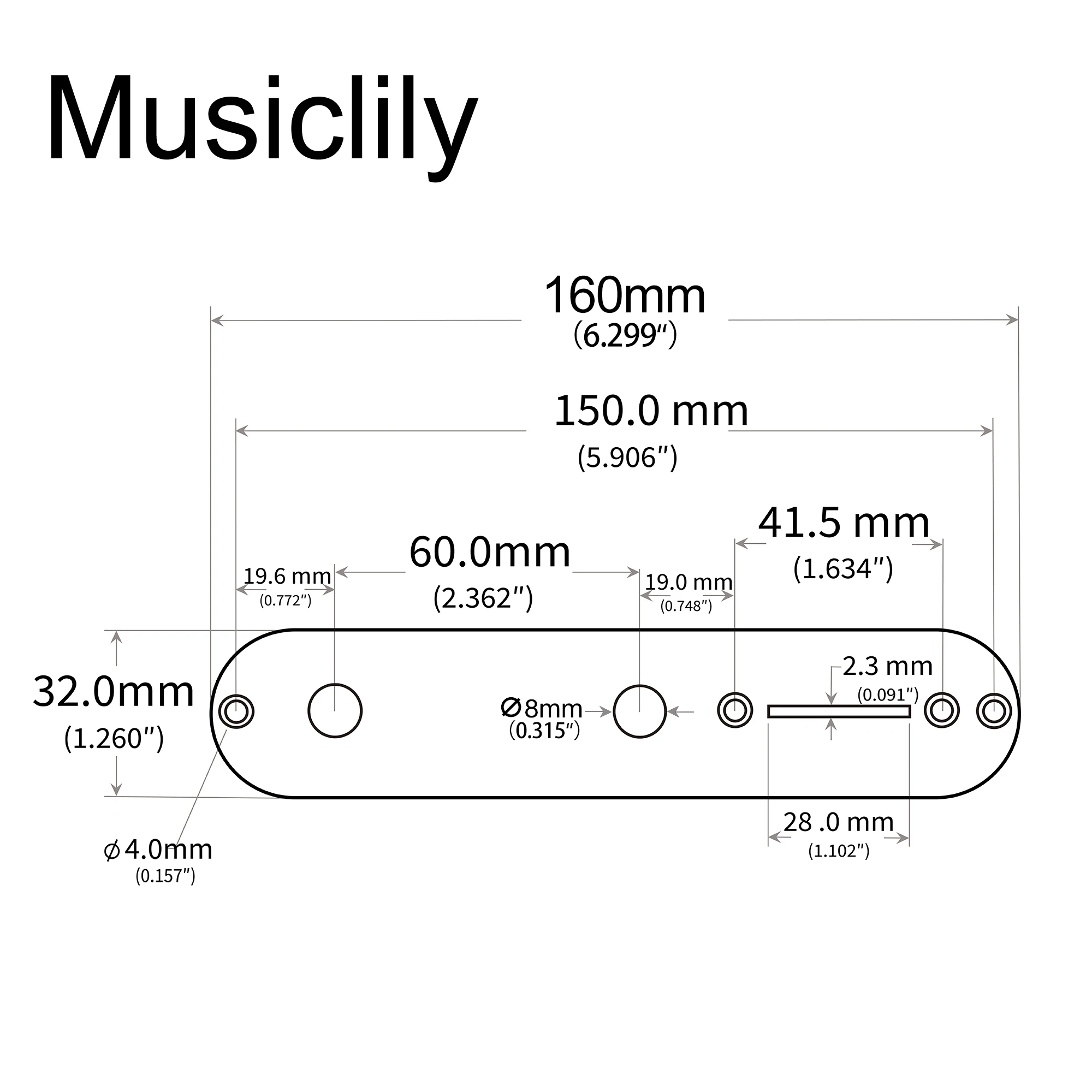 Musiclily Basic 32mm Steel TL Control Plate for Squier Tele Style Guitar