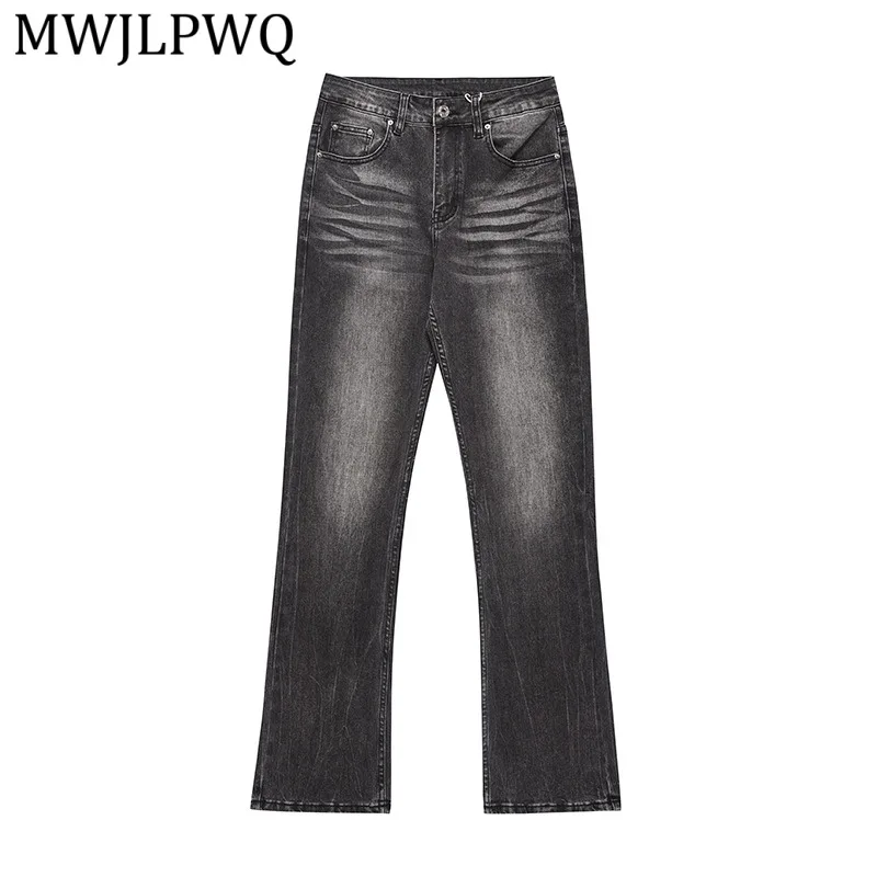 

Джинсы MWJLPWQ American High Street, черные, с эффектом потертости, унисекс, прямые, зауженные, расклешенные, винтажные, с эффектом поношенности, мужские, длинные брюки 13732