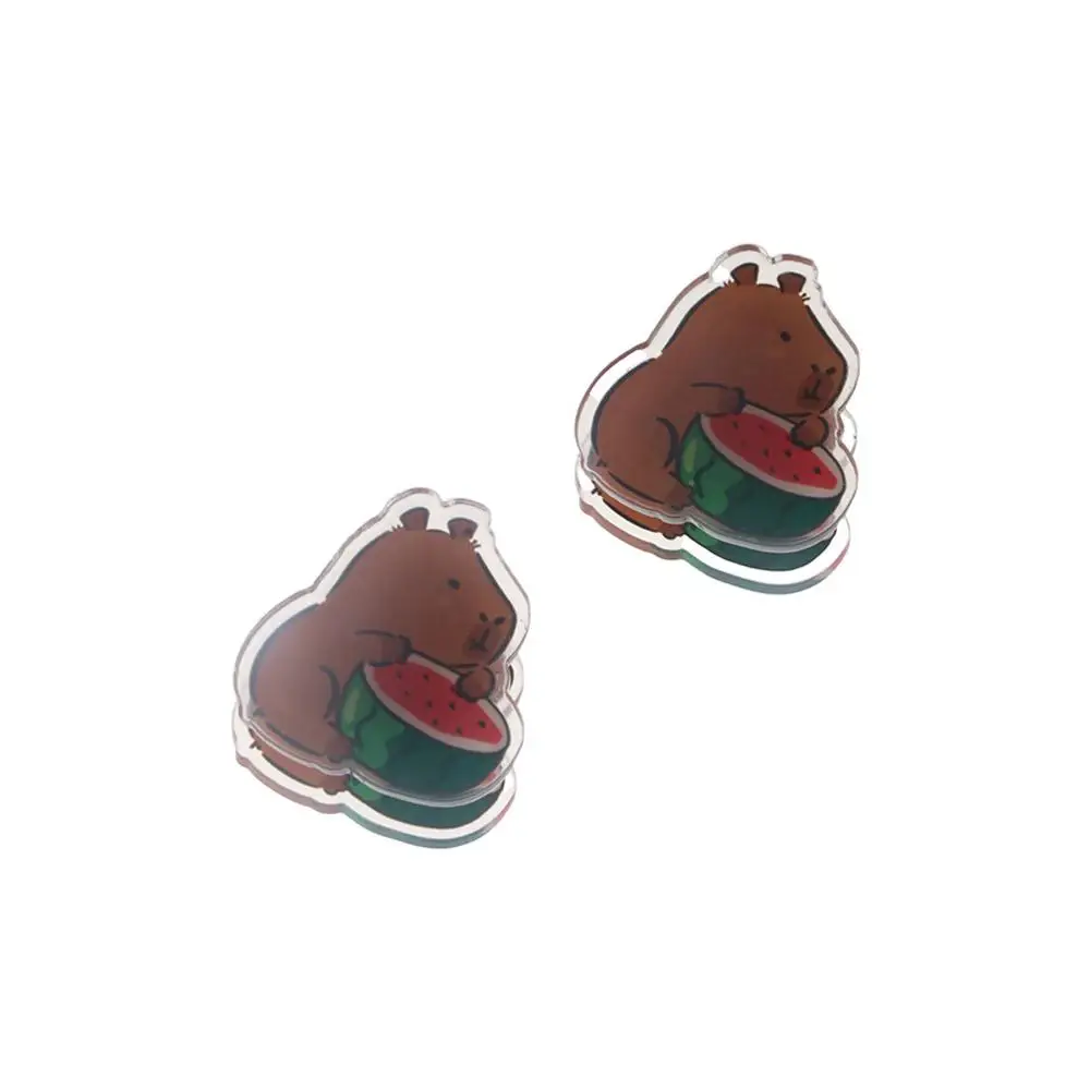 Capybara-Trombone transparent pour enfants, pince-notes de dessin animé portable, trombone en acrylique, marque-page, Ins, PP, Kawaii, étudiant