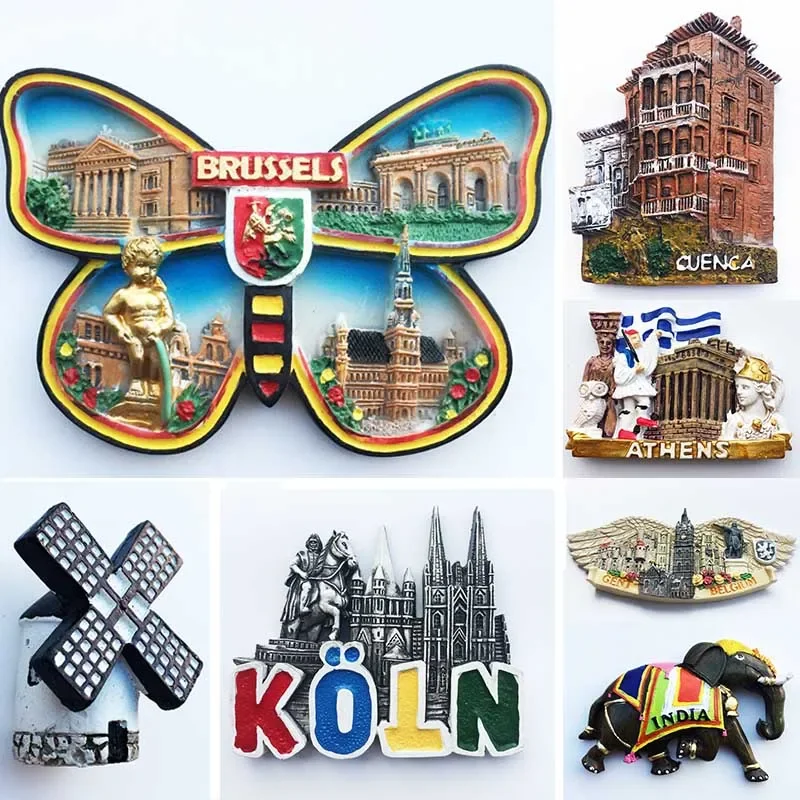 Fridge Magnet Brussels India Cuenca Athens Germany Belgium Romania Ronda Spain Manchester Crimea Holland Magnetic Sticker Decor