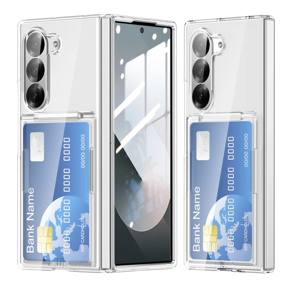 Clear Card Holder Phone Case For Samsung Galaxy Z Fold8ultra Case Z Fold 7 6 5 Wallet Card Slots Hard Acrylic Matte Back Cover