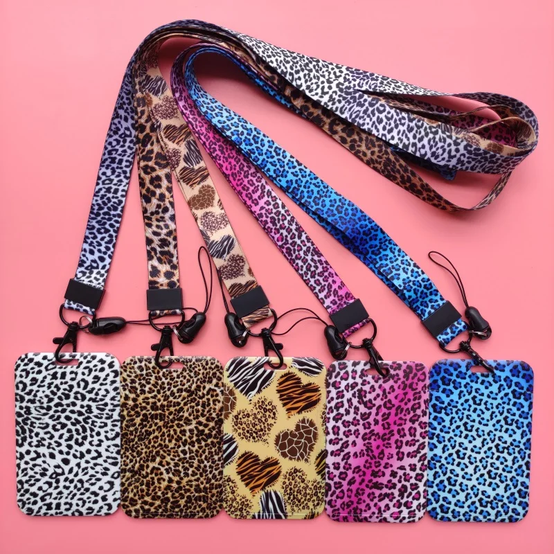 Mode Leopard Muster Großhandel Damen Lanyard ID Abzeichen Halter Hohe Qualität ABS Slide Design ID Karte Halter – Detail 3